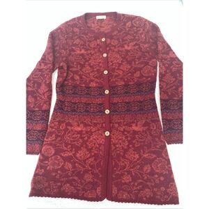 NOVICA 100% Baby Alpaca Floral Womens Medium Cardigan Grandmacore Boho Peru